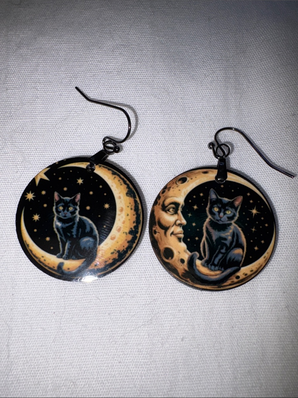 Cat on the moon earrings
